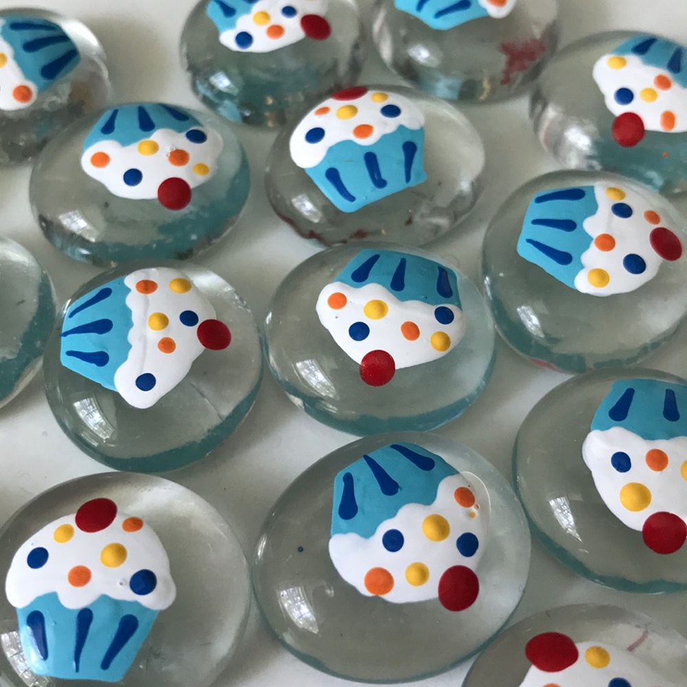 Blue Cupcakes Party Favor Party Decor Hand Painted